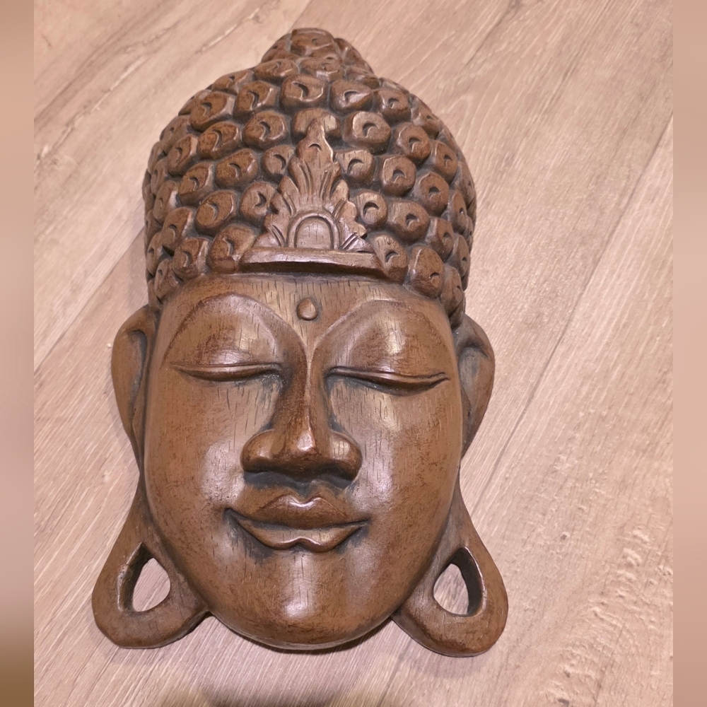 Wooden Buddha Head Wall Decor - Picture 3 of 5